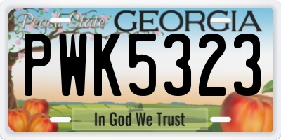 GA license plate PWK5323