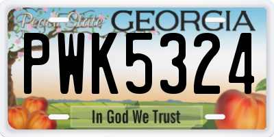 GA license plate PWK5324