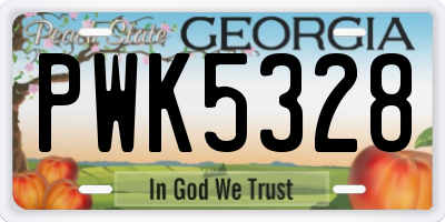 GA license plate PWK5328