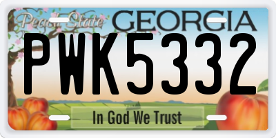 GA license plate PWK5332