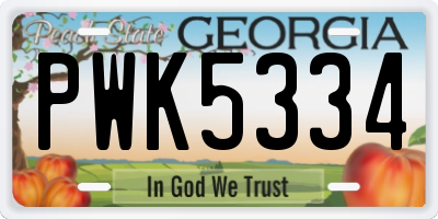 GA license plate PWK5334
