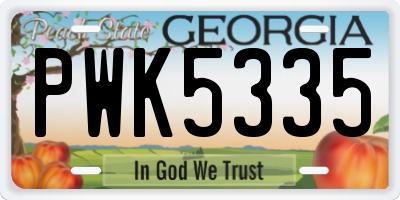 GA license plate PWK5335