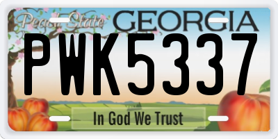 GA license plate PWK5337