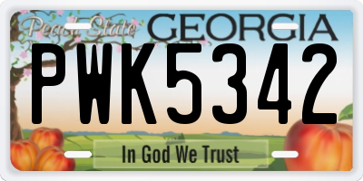 GA license plate PWK5342