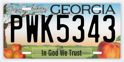 GA license plate PWK5343