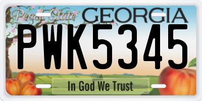 GA license plate PWK5345