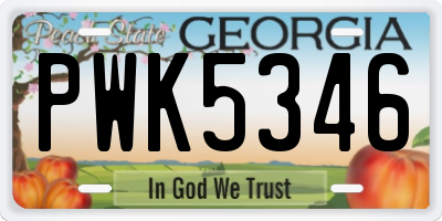 GA license plate PWK5346