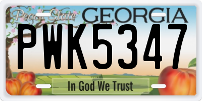 GA license plate PWK5347