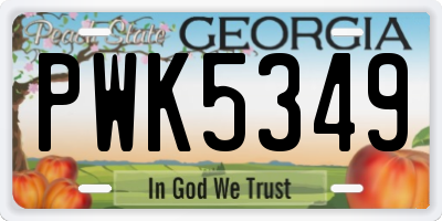 GA license plate PWK5349