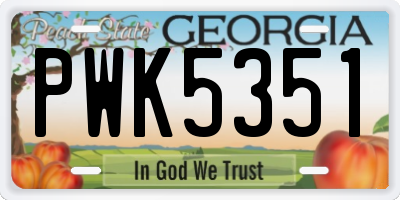 GA license plate PWK5351