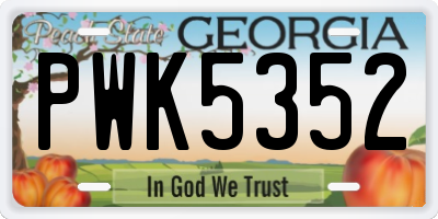 GA license plate PWK5352