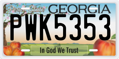 GA license plate PWK5353