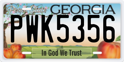 GA license plate PWK5356