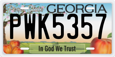 GA license plate PWK5357