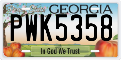 GA license plate PWK5358