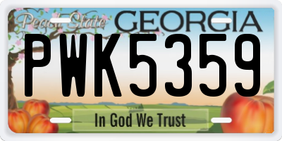 GA license plate PWK5359