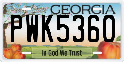 GA license plate PWK5360