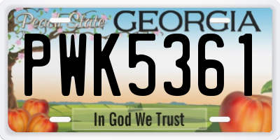 GA license plate PWK5361
