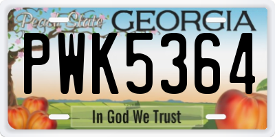GA license plate PWK5364