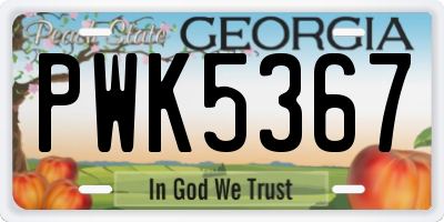 GA license plate PWK5367