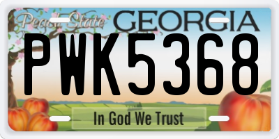 GA license plate PWK5368