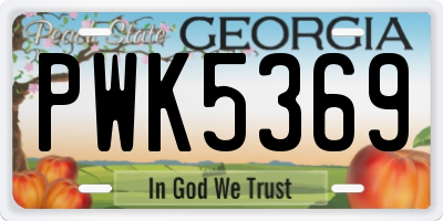 GA license plate PWK5369