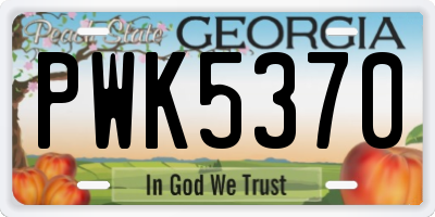 GA license plate PWK5370