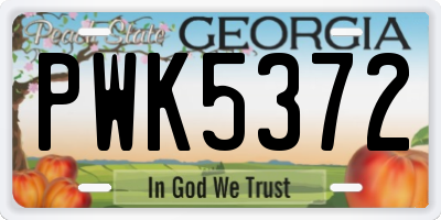 GA license plate PWK5372