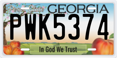 GA license plate PWK5374