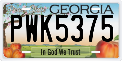 GA license plate PWK5375