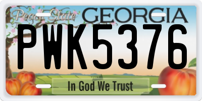 GA license plate PWK5376