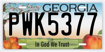 GA license plate PWK5377