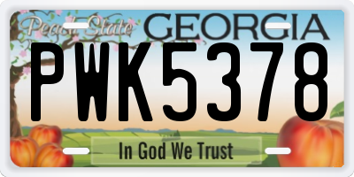 GA license plate PWK5378
