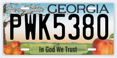 GA license plate PWK5380