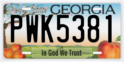 GA license plate PWK5381