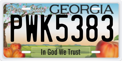 GA license plate PWK5383