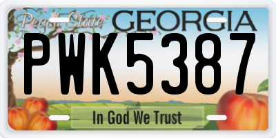 GA license plate PWK5387