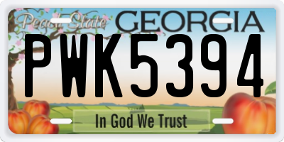 GA license plate PWK5394