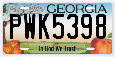 GA license plate PWK5398