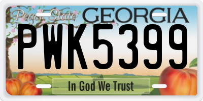 GA license plate PWK5399