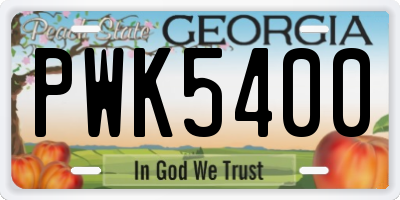 GA license plate PWK5400