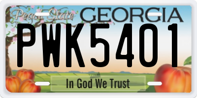 GA license plate PWK5401
