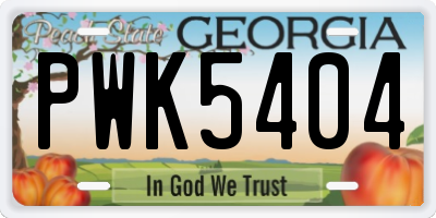GA license plate PWK5404