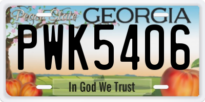 GA license plate PWK5406