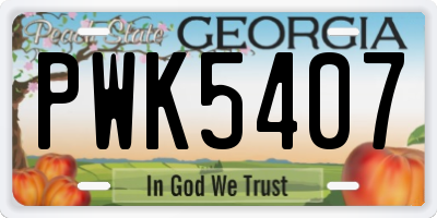 GA license plate PWK5407