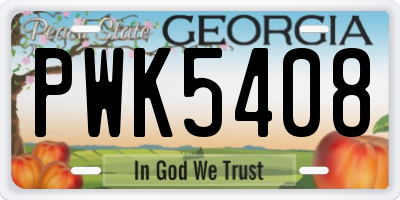 GA license plate PWK5408