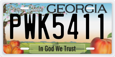 GA license plate PWK5411