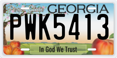 GA license plate PWK5413