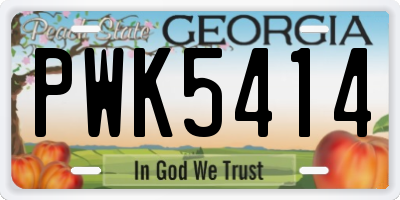 GA license plate PWK5414