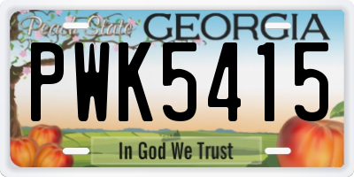 GA license plate PWK5415